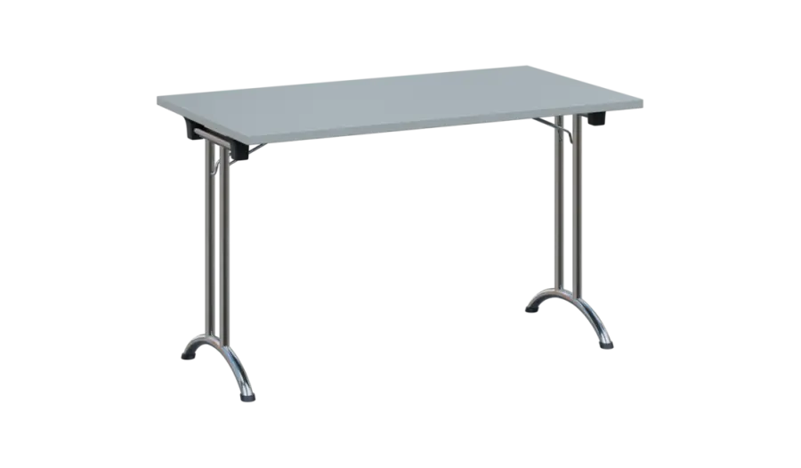 SLC 125 chrom skládací jednací stůl 1250x700, deska 25 mm, podnož chrom, deska šedá